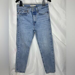 Levi's Blue Straight Leg Jeans with Golden Stitching
